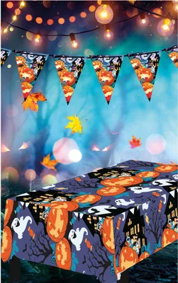 Produktbild von HALLOWEEN Kürbisgeist-Party-Folientischdecke 137 x 274 cm