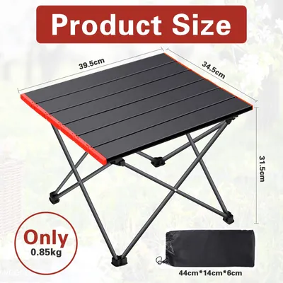 Produktbild von Klappbarer Campingtisch, leichtes Aluminium, inkl. Tragetasche, 60x40 cm, für Outdoor-Aktivitäten