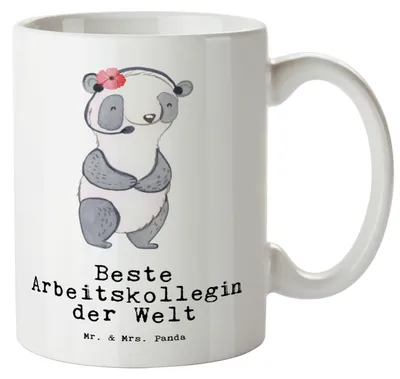 Produktbild von Mr. & Mrs. Panda steingut tasse Panda Beste Arbeitskollegin der Welt - Weiß - Geschenk, Pott, Große, Geschenkidee, Arbeit, weisse, Büro, Dankeschön, Riesenkaffeetasse