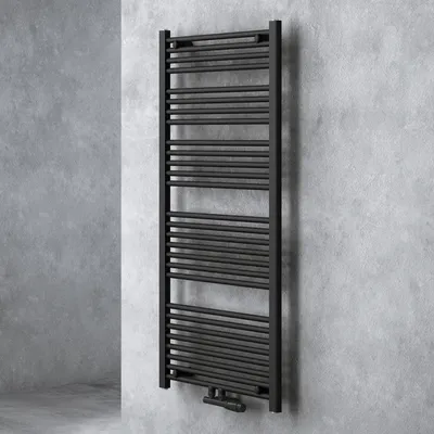 Image de doporro Radiateur de Salle de Bain Sèche-Serviette 140x60cm Radiateur Tubulaire Vertical Chauffage à Eau Chaude Gris-Noir