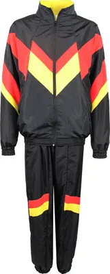Produktbild von 80er Jahre Trainingsanzug Kostüm für Herren - schwarz rot gelb, Größe:XXXL