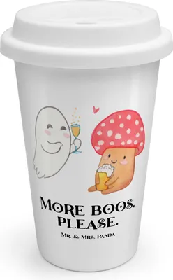 Produktbild von Mr. & Mrs. Panda Thermobecher Gespenst  Prost  - Weiß - Geschenk, Bier, Isolierbecher, To Go, ToGo Kaffeebecher, Becher, Coffee, Dekoration, Pils, Sekt, Fliegenpilz