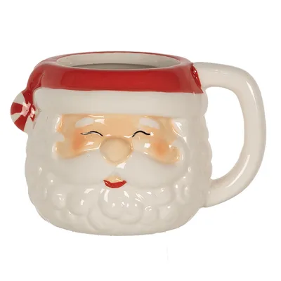 Produktbild von Clayre & Eef Tasse Weihnachtsmann 450 ml Weiß Rot Keramik