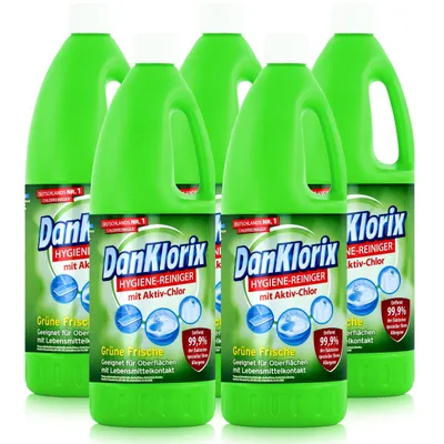 Produktbild von DanKlorix Hygiene-Reiniger Grüne Frische 1,5L - Mit Aktiv-Chlor (5er Pack)