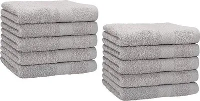 Zdjęcie produktu dla Zestaw 10 ręczników gościnnych Unyqoos® z bawełny – 30 x 50 cm, kolor srebrnoszary, miękkie ręczniki do twarzy i rąk, dobrze chłonące, można prać w temperaturze do 60°C