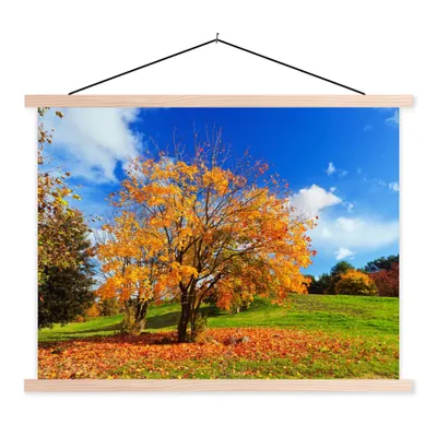 Produktbild von MuchoWow® Textilposter Baum - Blätter - Herbst - Jahreszeiten 40x30 cm mit holzfarbenen Rahmen - Bilder