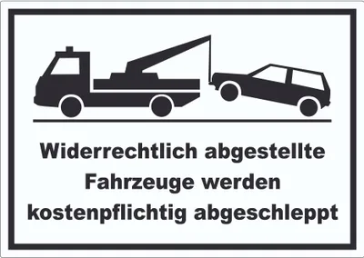 Produktbild von Widerrechtlich abgestellte Fahrzeuge Aufkleber A4 (210x297mm)