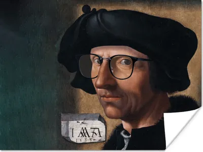 Produktbild von MuchoWow® Poster Selbstporträt - Jacob Cornelisz van Oostsanen - Brille 160x120 cm - Foto Plakat