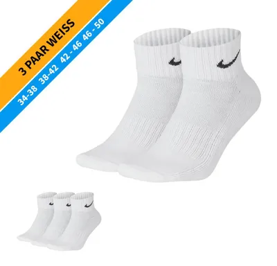 Produktbild von NIKE Socken - Farbe: 3 Paar Weiß Quarter Socken - Größe: 38-42