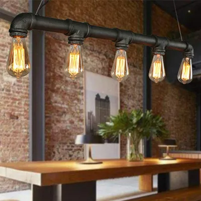 Produktbild von Pendelleuchte Retro Wandleuchte Industrial Vintage Design Wasserrohr Hänge Lampe Kronleuchter Deckenlampen E27