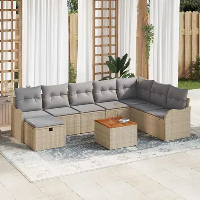Produktbild von Maison Exclusive - Gartensofa-set 9 stk. Beige Poly-Rattan