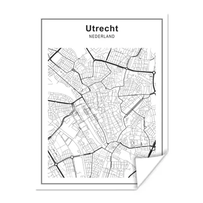 Produktbild von MuchoWow® Poster Stadtplan - Utrecht - Schwarz und weiß 90x120 cm - Wohnzimmer