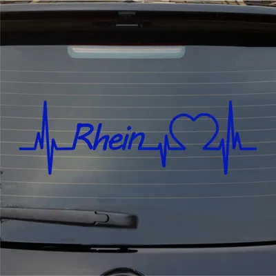 Produktbild von Heckscheibenaufkleber Rhein Herzschlag Puls Fluss Wasser Liebe 55x17 cm Dunkelblau Auto Aufkleber Sticker