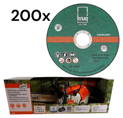 Set: 200 x TR125x1.0 + STIHL Kinder Spielzeugsäge 04216000053 mit Batteriebetrieb