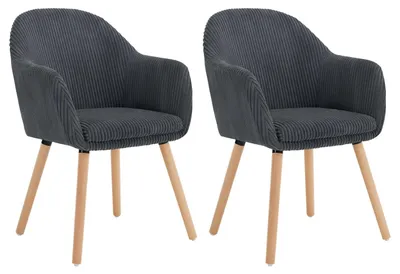 Image de Chaises de salle à manger - Chaises - Fauteuil - Chaise en velours côtelé - Design scandinave - Assise confortable