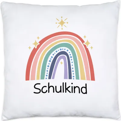Produktbild von Schulkind Kissen Inkl. Füllung Einschulungsgeschenk Grundschule 1. Klasse Schulstart Sterne Regenbogen