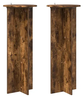Image de vidaXL Étagères pour plantes, lot de 2, chêne fumé, Ø 40 x 100 cm, matériau composite en bois
