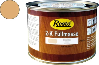 Produktbild von Resto 2K Füllmasse 500g Eiche, 2K Spachtel, Holzkitt, Holzspachtel auf Polyesterbasis, schnell trocknend, beizbar, überstreichbar
