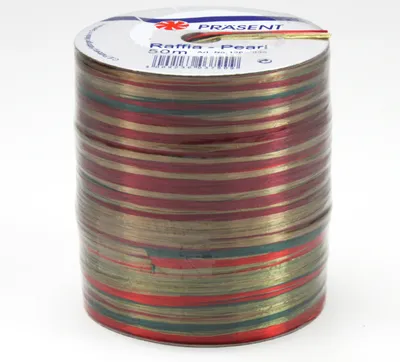 Produktbild von PRÄSENT Geschenkband Raffia glänzend rot/braun/grün 3,0 mm x 50,0 m