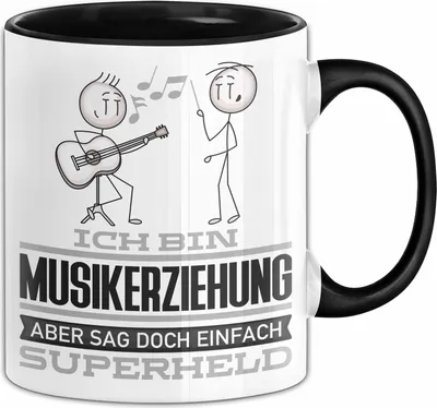 Produktbild von Musikerziehung Geschenk Tasse Ich Bin Musikerziehung Aber Sag Doch Einfach Superheld Lustige Geschenkdiee für Musikerziehung Kaffee-Becher (Schwarz)