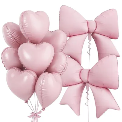 Produktbild von 10 rosa Ballonschnüre und Herzchen für Geburtstage und Babypartys