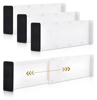 Schubladentrenner 4er-Set, verstellbar 27,5–45,5 cm, weiß