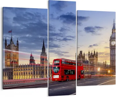 Produktbild von Bild auf Leinwand - Leinwandbild - London Bus - 95x80cm - Wand Bild - Wanddeko - Wandbilder - Leinwanddruck - Bilder - Kunstdruck - Wanddekoration - Leinwand bilder - Wandkunst - CB95x80-3592