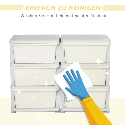 Produktbild von Spielzeugtruhe mit 6 Schubladen Aufbewahrungsbox Spielzeug Organizer für Kinder Weiß