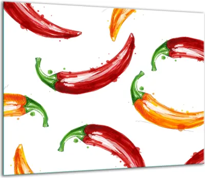 Produktbild von Herdabdeckplatten Glaskeramikkochfeld-Abdeckung Spritzschutz Glas 60x52cm Chilli