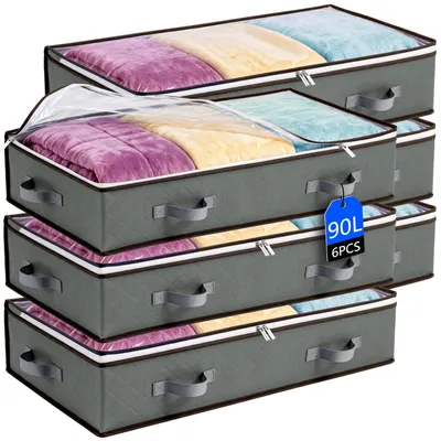 Produktbild von 6er-Pack Aufbewahrungsboxen unter dem Bett 90L