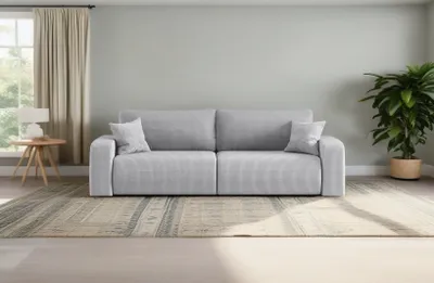 Zdjęcie produktu dla Sofa rozkładana MILANO z pojemnikiem na pościel tkanina Poso Szary