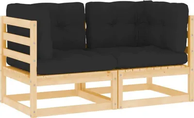 Produktbild von Garten-Ecksofas 2 Stk. mit Kissen Massivholz Kiefer