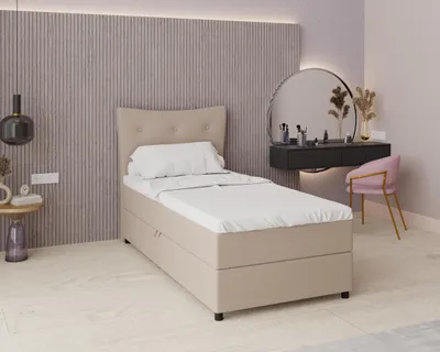 Produktbild von Boxspringbett, 100cm x 200cm, Grau, mit Bettkasten, Matratze und Topper, Einzelbett, NEVADA, Panda Möbel