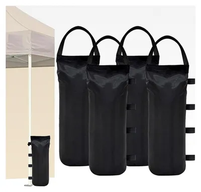 Produktbild von 4er Set Pavillon-Sandsäcke aus 800D Oxford-Material in Schwarz für Terrassenschirme und Pop-Up Pavillons (50 x 20 cm)