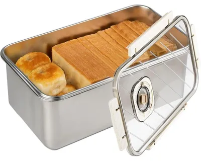 Imagen del producto de Caja para pan de acero inoxidable hermética con tapa