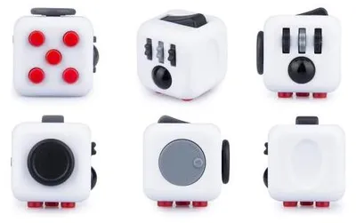 Image de Fidget Cube "Rétro" [gris clair/ noir/ rouge]