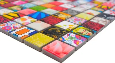 Produktbild von Handmuster bunte Mosaikfliese Retro Vintage POP UP Keramik MOS18D-1605_m