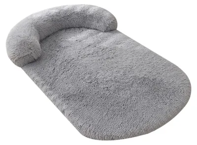 Image de Lit pour chien L 100 x 75 cm – doux et chaud, housse amovible et lavable, dessous antidérapant, coussin en peluche pour chien à la maison, gris clair