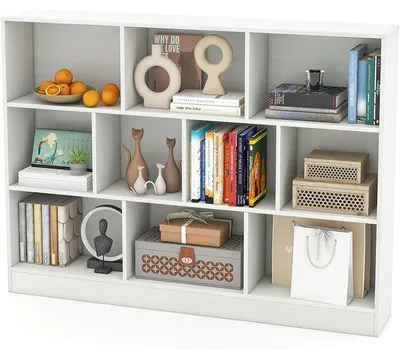Obrázek produktu pro 4patrová knihovna s 10 otevřenými přihrádkami 24 x 139 x 104 cm, bílá