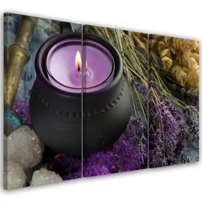 Produktbild von Triptychon auf leinwand religiös - violett 150x100 cm Feeby lila wandbild bereit zum aufhängen