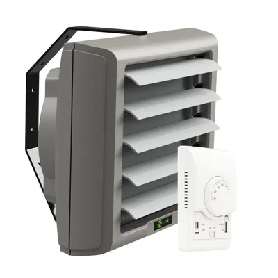 Produktbild von NeoAir EVO 26 Wasser-Lufterhitzer Hallenheizung Set 26 kW mit Wandhalterung und 3-Stufen-Regler mit Thermostat