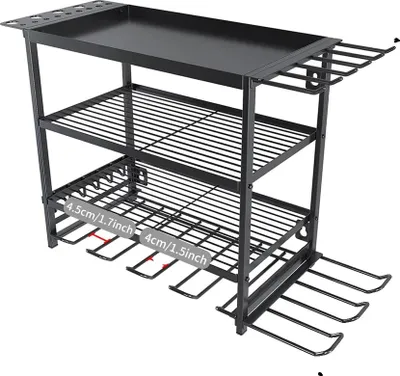 Produktbild von Werkzeugorganisator, 3-Schichten-Regal, Wandmontiertes Design, Schwarz