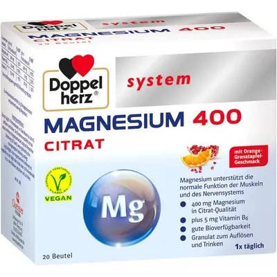 Produktbild von DOPPELHERZ Magnesium 400 Citrat system Granulat, 20 St