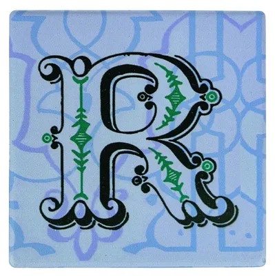 6er-Set Untersetzer Monogramm R, Porzellan, 16x16x1 cm