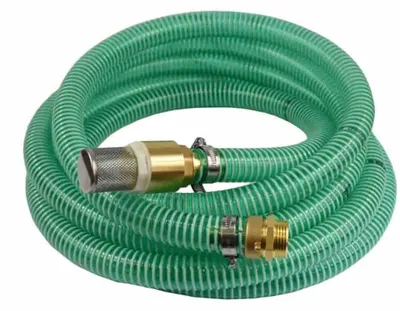 Produktbild von 1"/25mm Saug- + Druckschlauch mit Saugkorb, Rückschlagventil + 1" AG Doppelnippel 4m