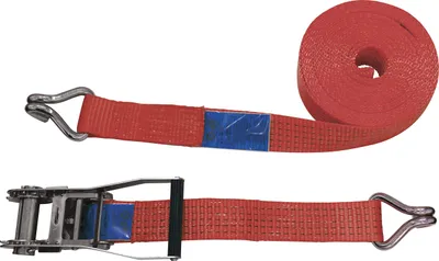 Obrázok produktu pre Napínací popruh s račňou, upevňovací popruh, 8 m x 50 mm, 2000/4000 daN, dvojhroté háky
