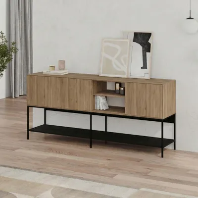 Obrázok produktu pre Skye Decor, kvalitná konzolová zostava (3-dielna) v dekóre "Sapphire Oak", 100% melamín, 180 cm