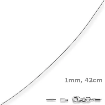 Produktbild von 1mm Halsreif Omegareif Omegakette 750 Gold Weißgold Goldkette 42cm abschraubbar