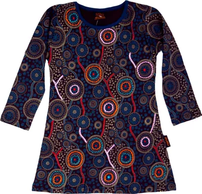 Produktbild von Bestickte Mädchen Tunika, Ethno Minikleid, Kinderkleid - Braun, Kinder/Baby, Baumwolle, Größe: 92 (2)