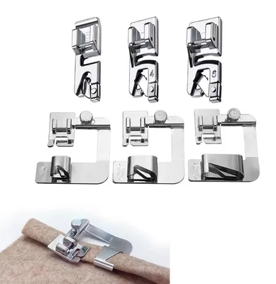 6 Nähfüße Edelstahl Rollsaum Zubehörset für Nähmaschinen